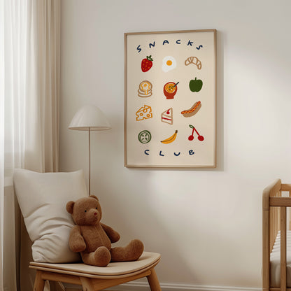 Snacks Club | Foodie Print | UNFRAMED
