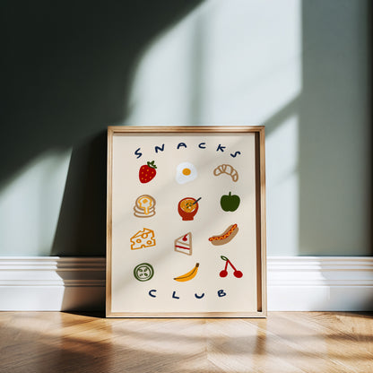 Snacks Club | Foodie Print | UNFRAMED