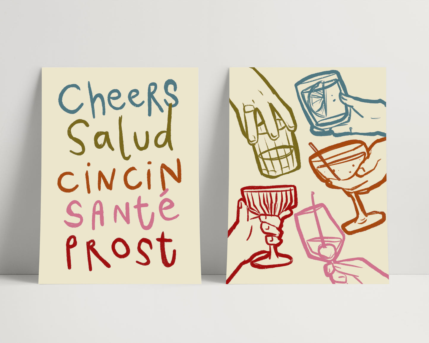 Cheers | Set of 2 Prints | UNFRAMED