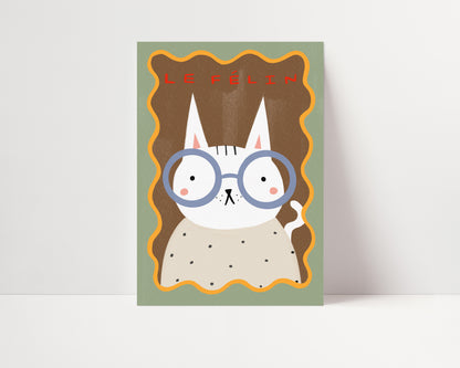 Le Félin | Cat Illustration Print | UNFRAMED