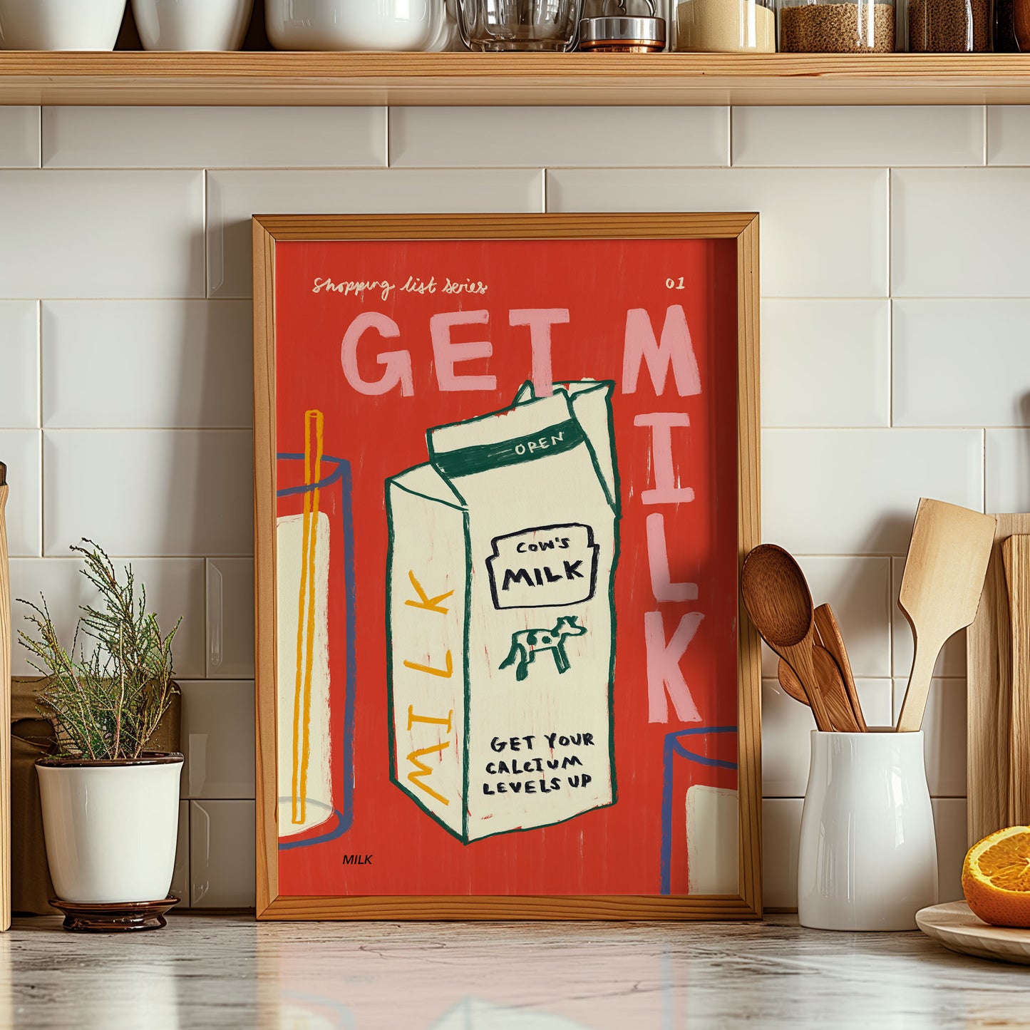 Get Milk | Shopping List Print | UNFRAMED