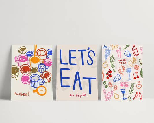 Let's Eat | Set of 3 | UNFRAMED