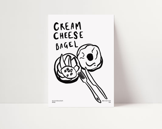 Cream Cheese Bagel | Breakfast Poster | UNFRAMED