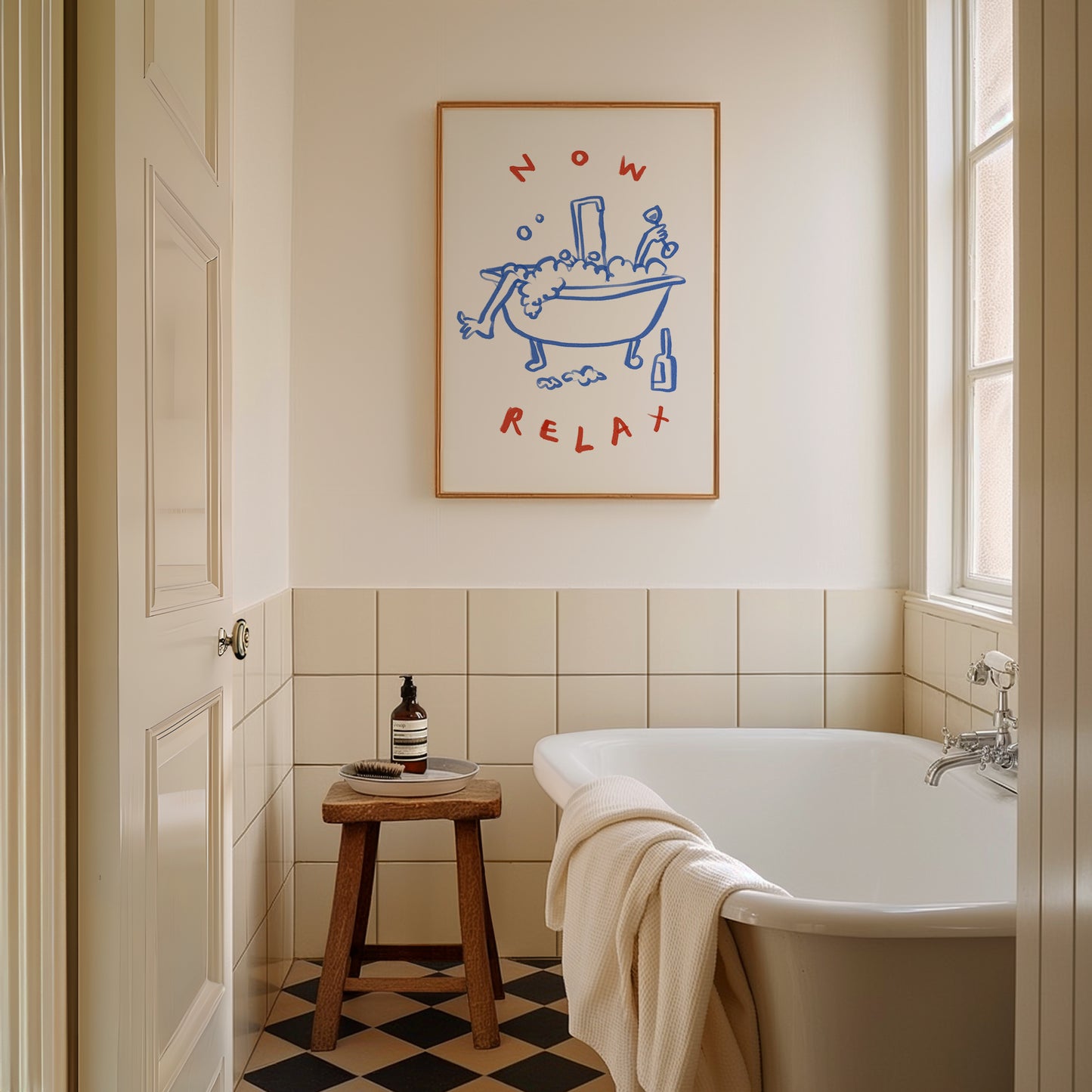 Now Relax | Bathroom Poster | UNFRAMED