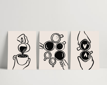 Barista Coffee | Set of 3 | UNFRAMED