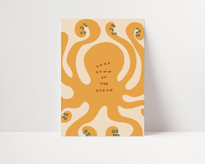 Deep Down In The Ocean | Nursery Octopus Print | UNFRAMED