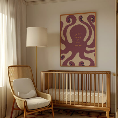 Deep Down In The Ocean | Nursery Octopus Print | UNFRAMED
