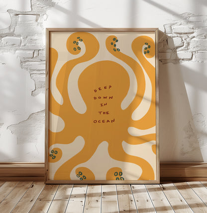 Deep Down In The Ocean | Nursery Octopus Print | UNFRAMED