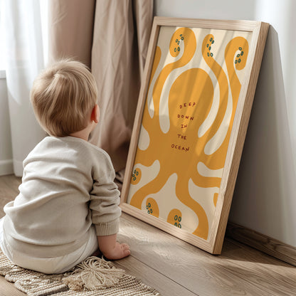 Deep Down In The Ocean | Nursery Octopus Print | UNFRAMED
