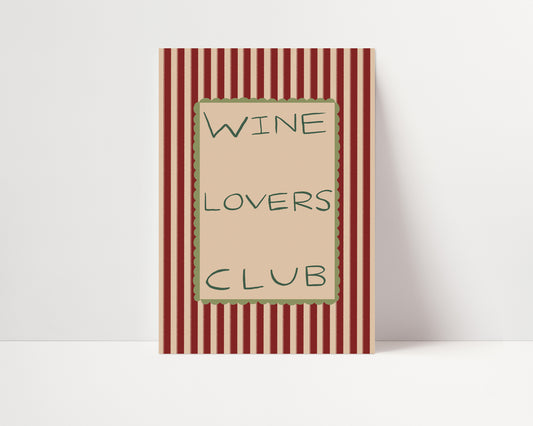 Wine Lovers Club | Stripes Print | UNFRAMED