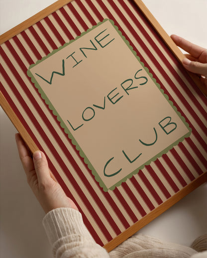 Wine Lovers Club | Stripes Print | UNFRAMED