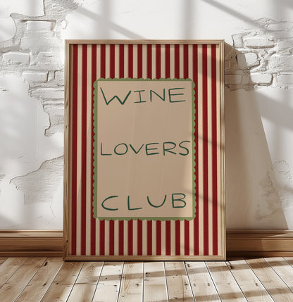 Wine Lovers Club | Stripes Print | UNFRAMED