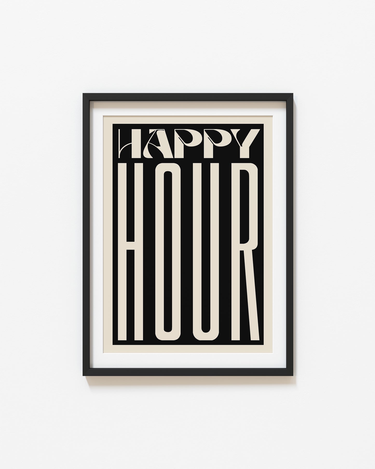 Retro Happy Hour Print | Kitchen Quote Print | UNFRAMED