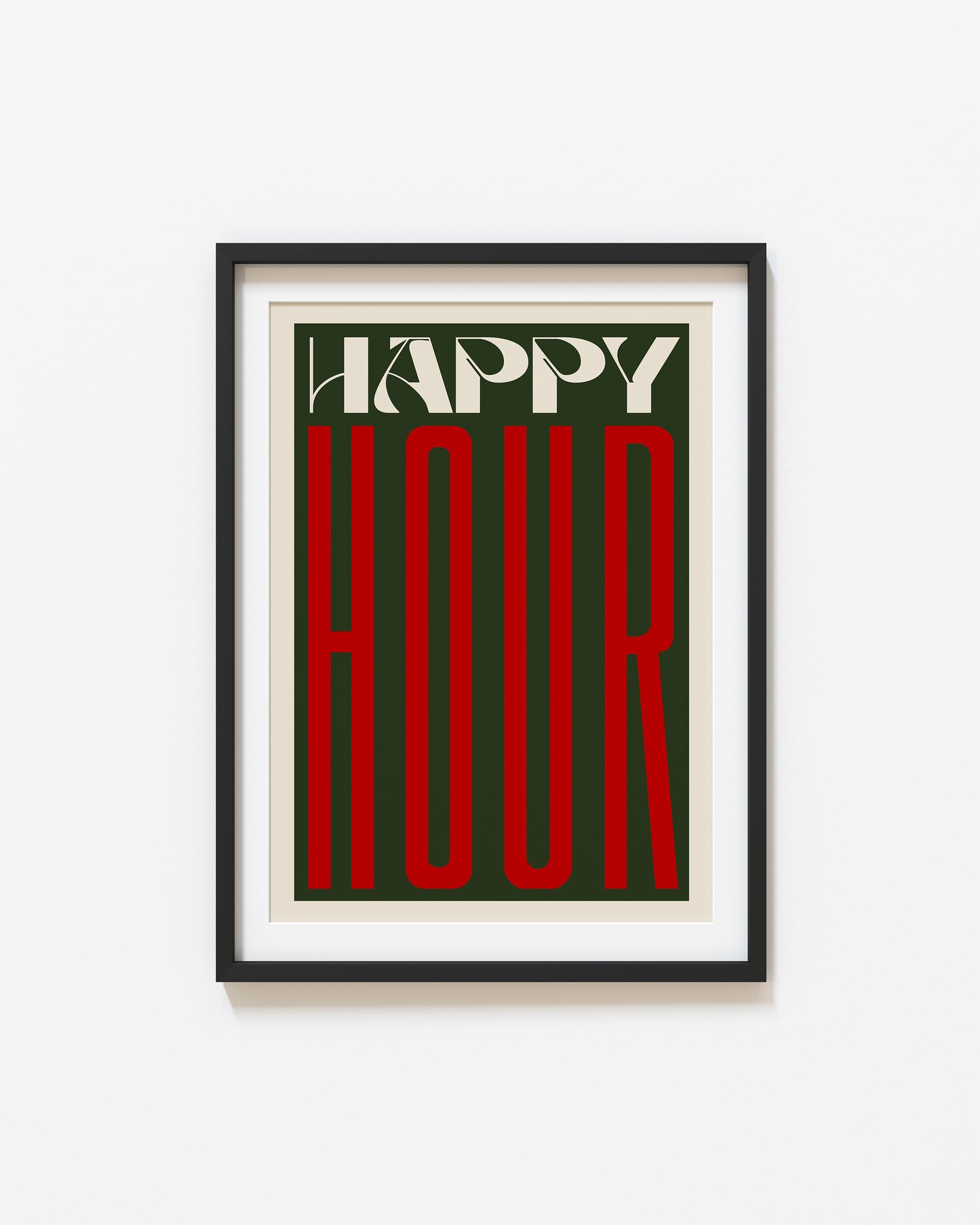 Retro Happy Hour Print | Kitchen Quote Print | UNFRAMED