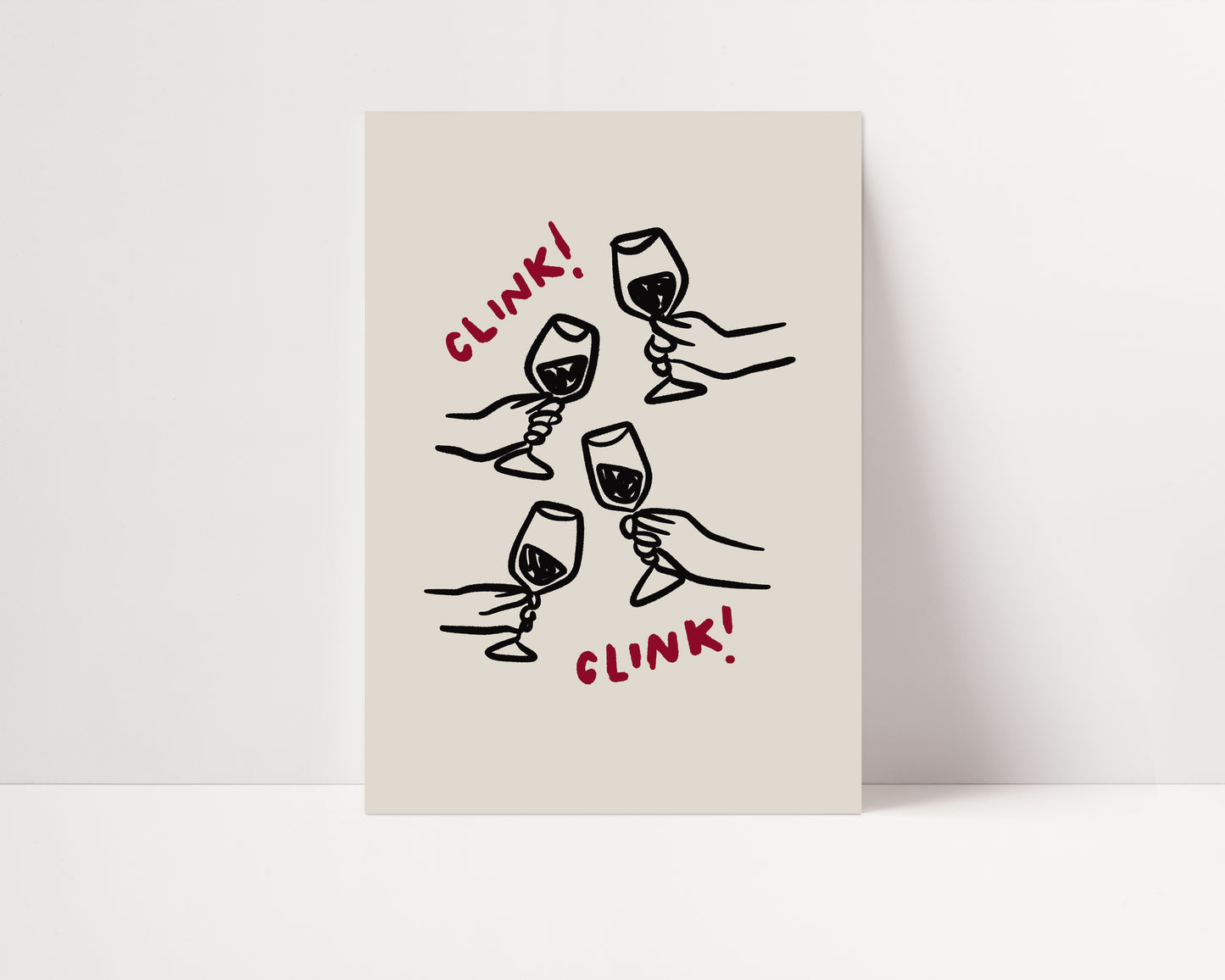 Clink Clink Print | Ink Bleed Style | Red | UNFRAMED