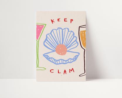 Keep Clam | Hand Drawn Print | UNFRAMED
