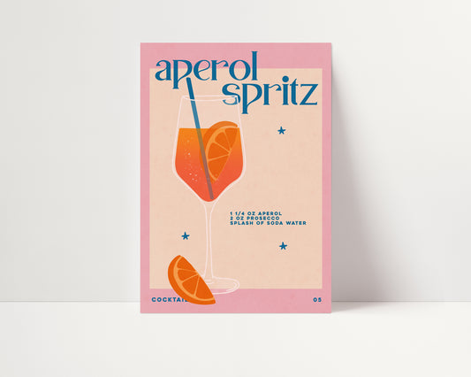 Aperol Spritz | Retro Cocktail Poster | UNFRAMED