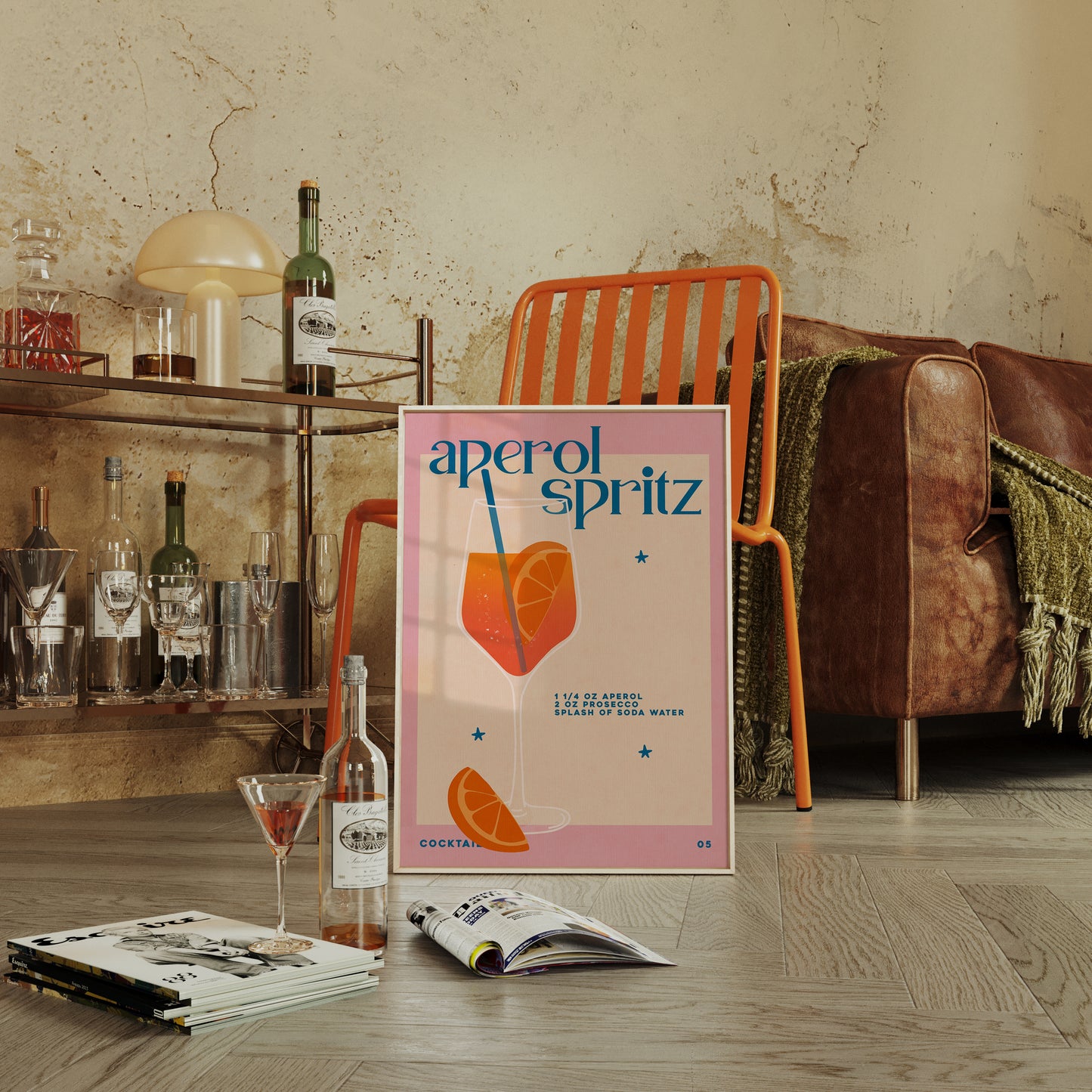 Aperol Spritz | Retro Cocktail Poster | UNFRAMED