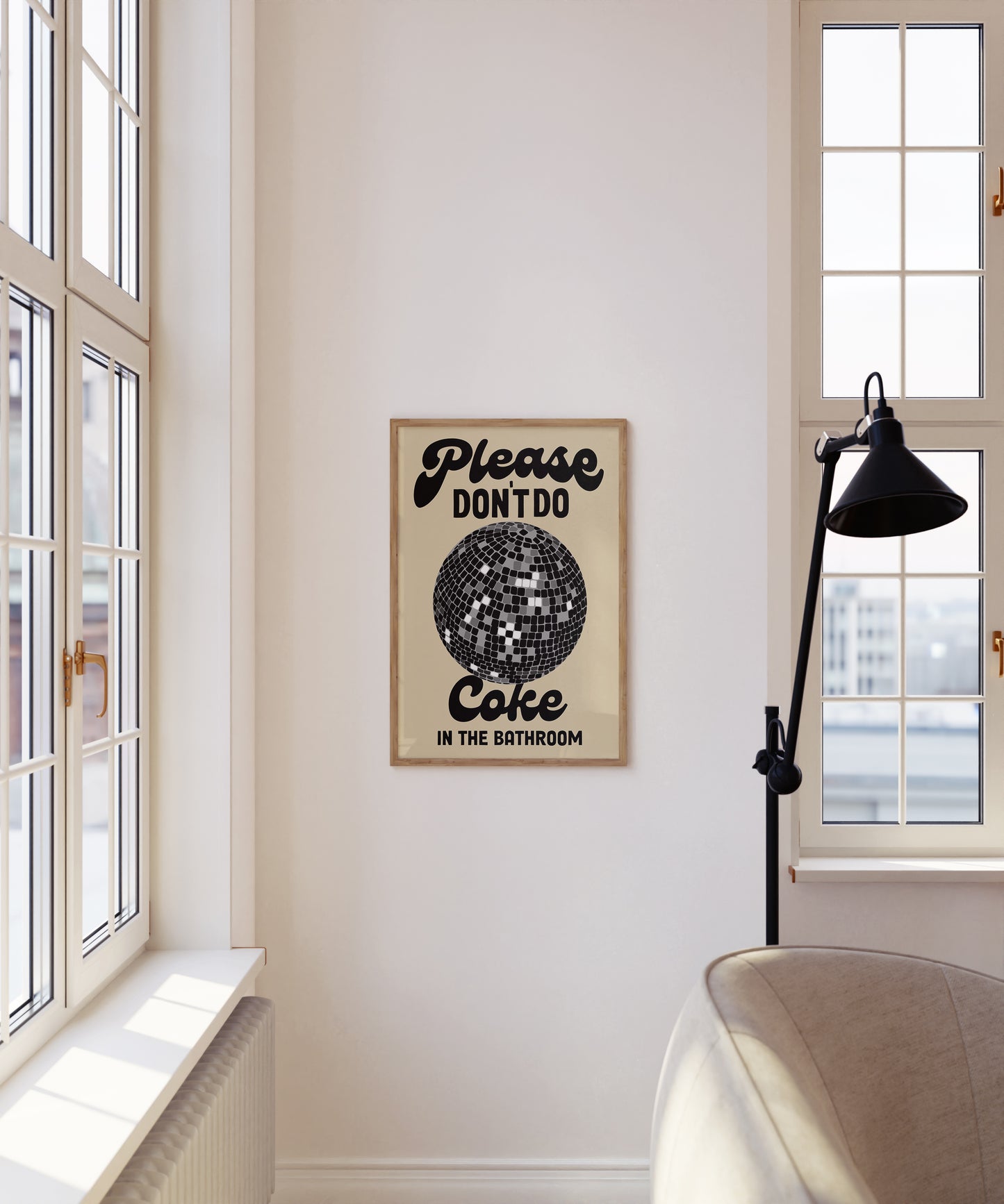 Please Don't Do Coke In The Bathroom | Disco Ball Poster | UNFRAMED