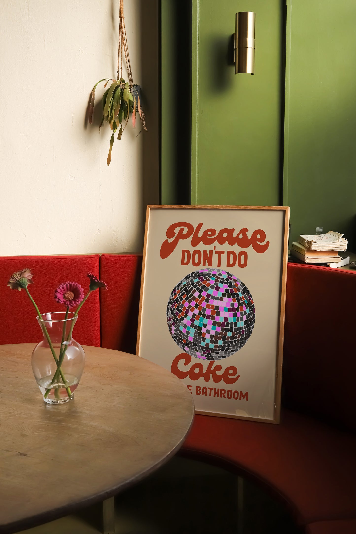 Please Don't Do Coke In The Bathroom | Disco Ball Poster | UNFRAMED