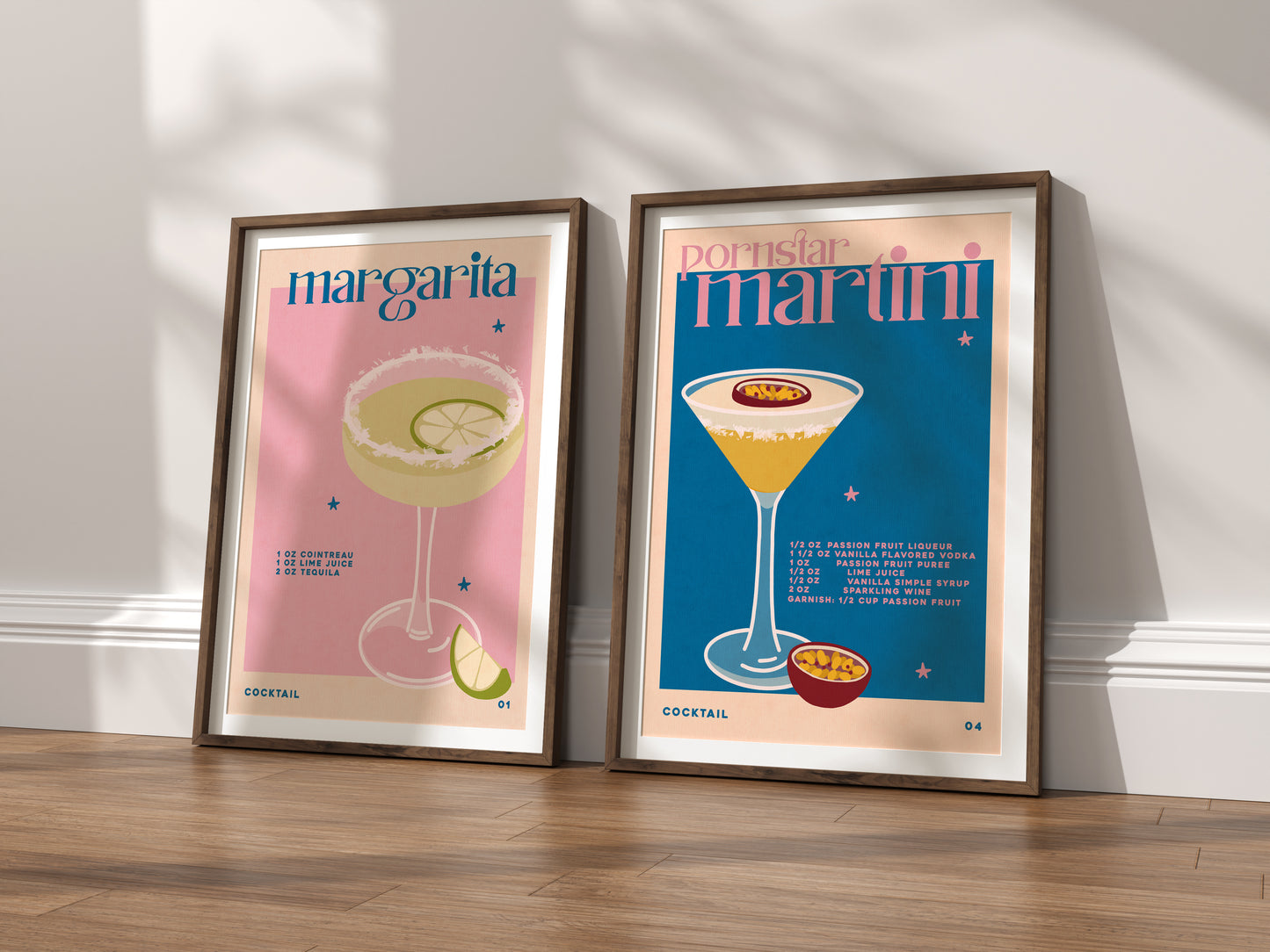 Porn Star Martini | Margarita | Set of 2 Prints | UNFRAMED