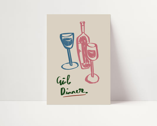 Girl Dinner | Wine Poster | UNFRAMED