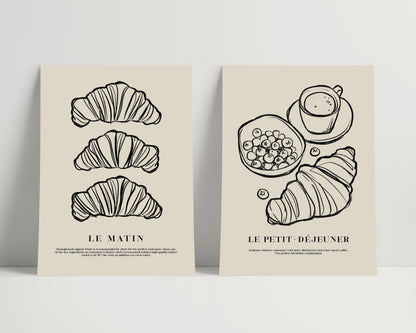 Croissants and Coffee | Set of 2 Prints | UNFRAMED