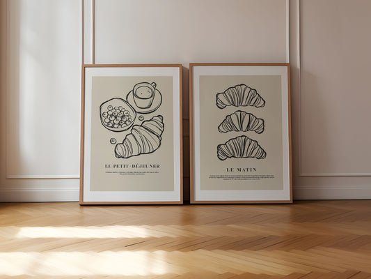 Croissants and Coffee | Set of 2 Prints | UNFRAMED