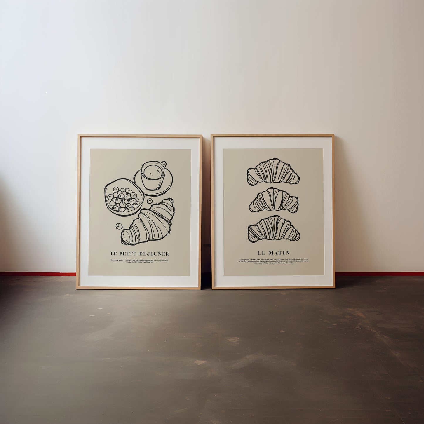 Croissants and Coffee | Set of 2 Prints | UNFRAMED