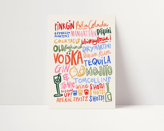 Cocktails | Drinks Type Poster | UNFRAMED