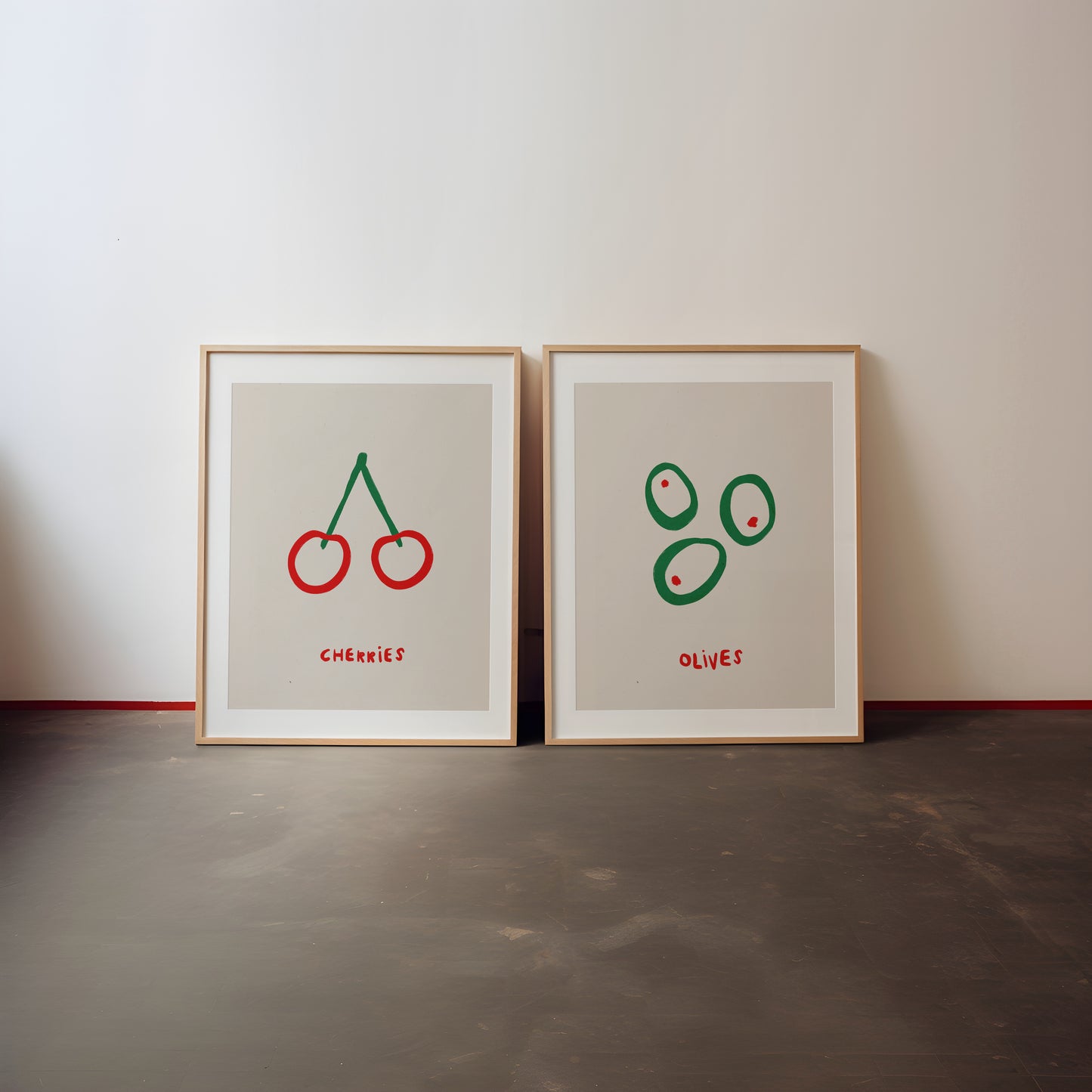 Olives And Cherries | Set of 2 Prints | UNFRAMED