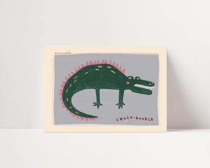 Croco-doodle | Nursery Crocodile Print | UNFRAMED