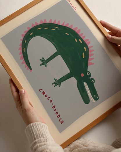 Croco-doodle | Nursery Crocodile Print | UNFRAMED