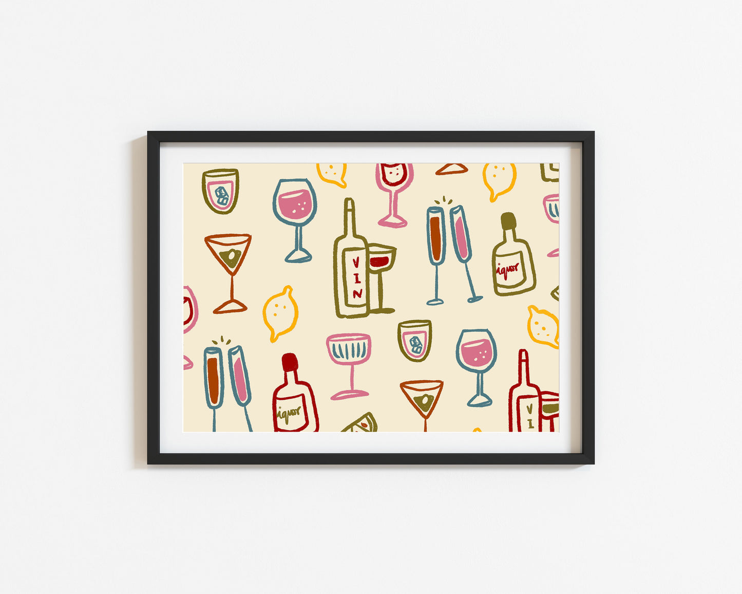 Drink Glasses | Landscape | Wine Poster | UNFRAMED