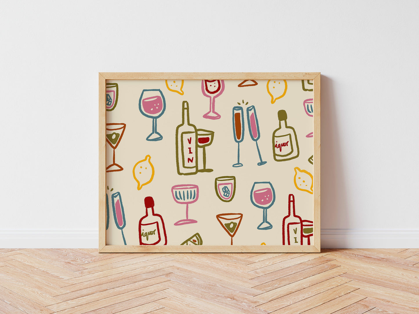 Drink Glasses | Landscape | Wine Poster | UNFRAMED