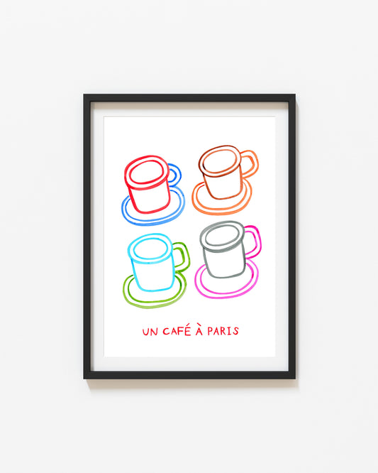 Café À Paris | Hand Painted Print | UNFRAMED