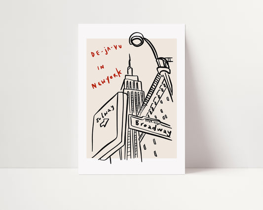 De Ja Vu in New York City Print | Ink Bleed Style | UNFRAMED