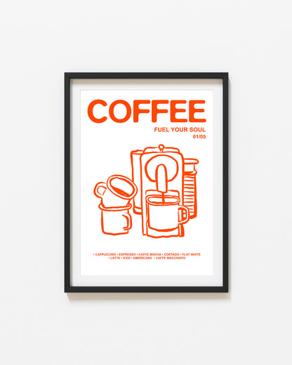 Retro Coffee | Fuel Your Soul Print | UNFRAMED