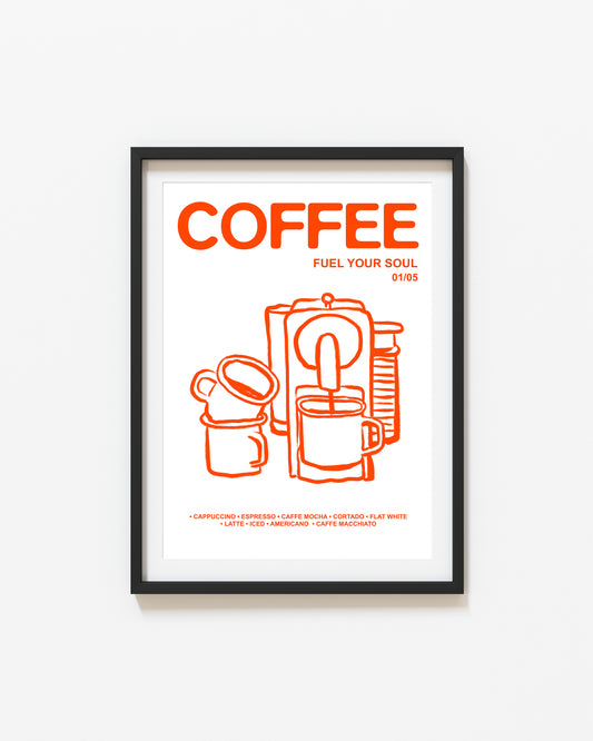 Retro Coffee | Fuel Your Soul Print | UNFRAMED