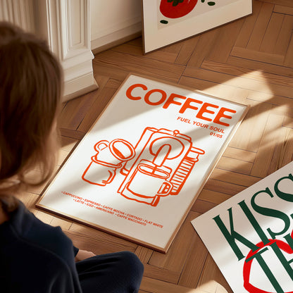 Retro Coffee | Fuel Your Soul Print | UNFRAMED