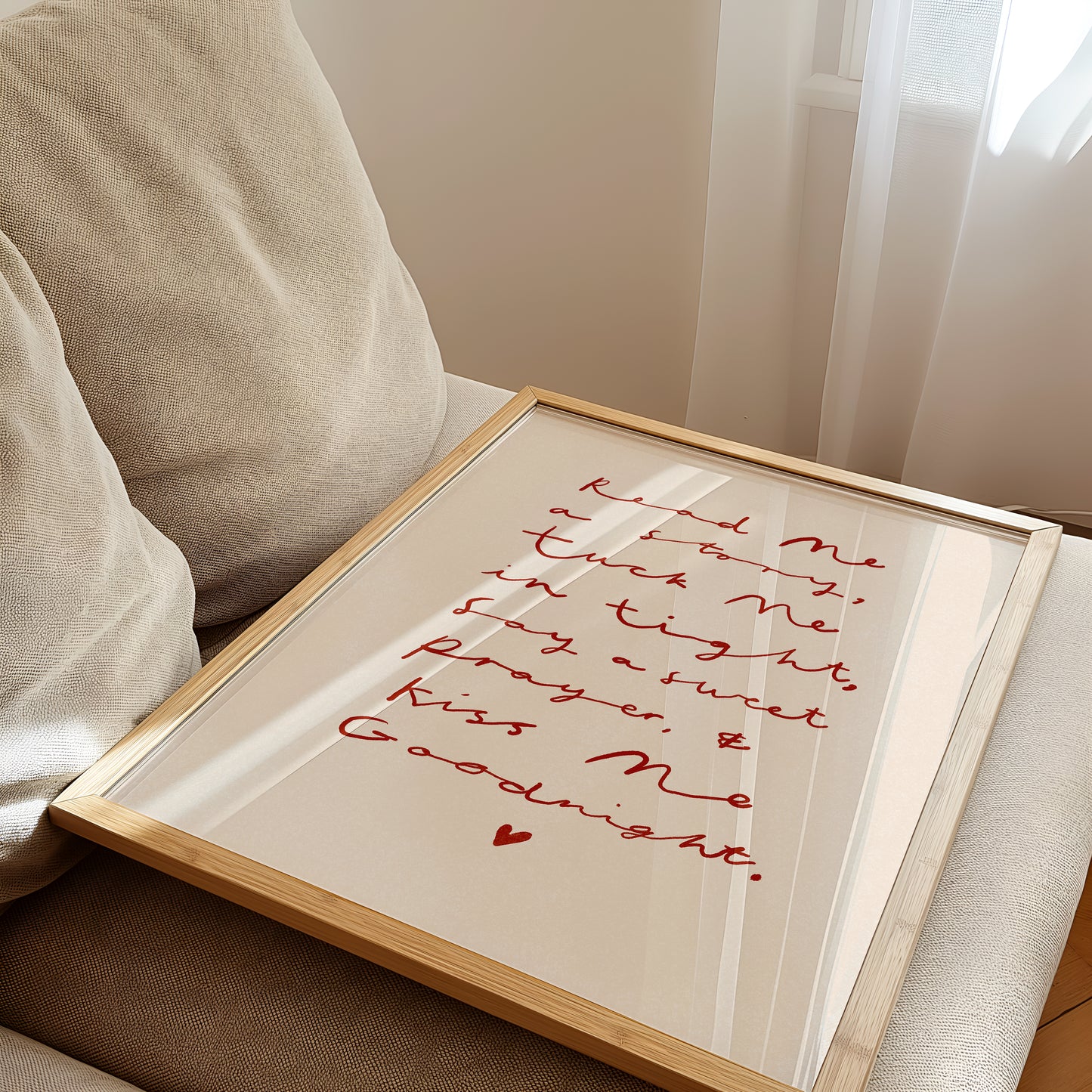 Kiss Me Good Night | Handwritten Nursery Print | UNFRAMED