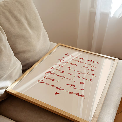Kiss Me Good Night | Handwritten Nursery Print | UNFRAMED