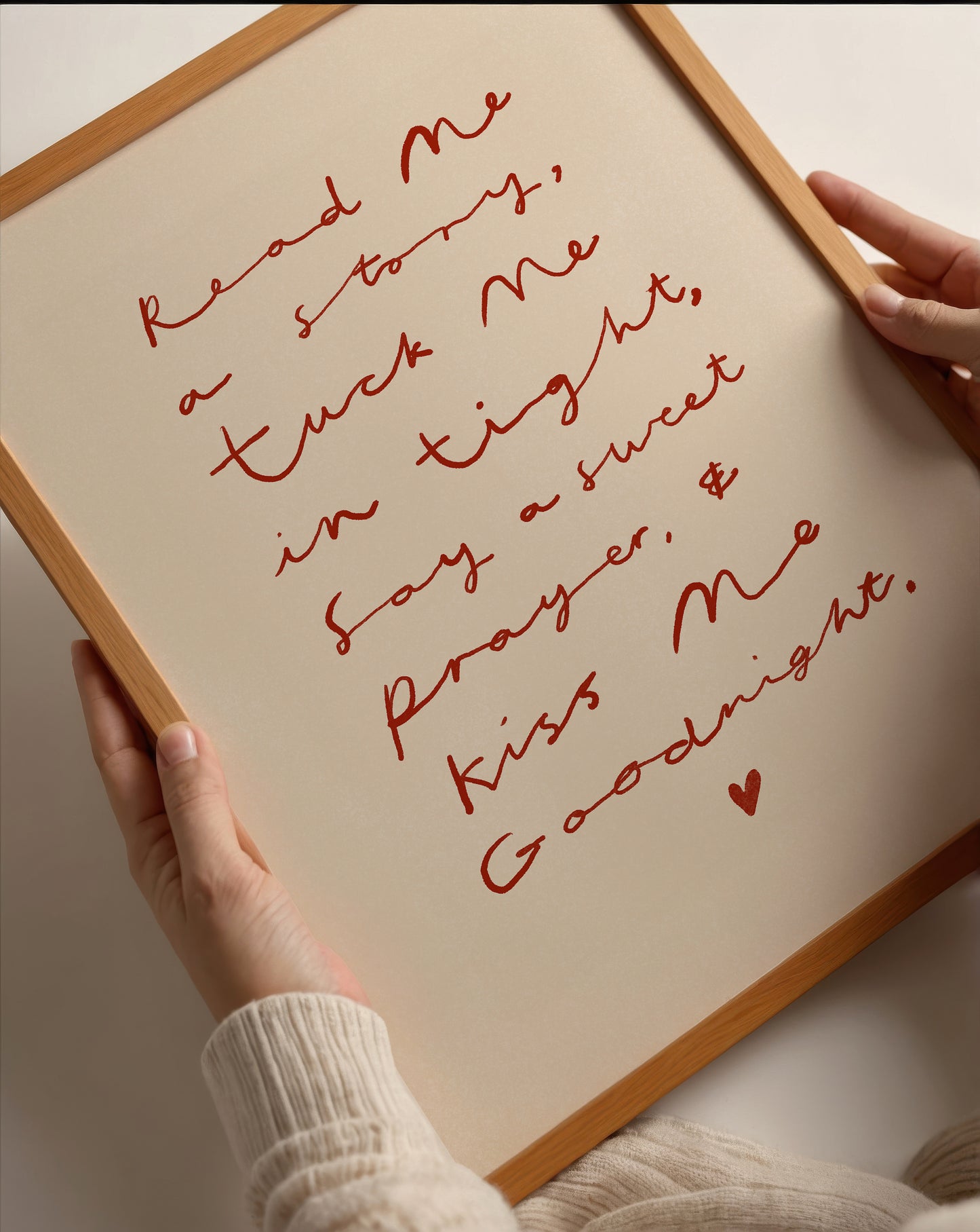 Kiss Me Good Night | Handwritten Nursery Print | UNFRAMED