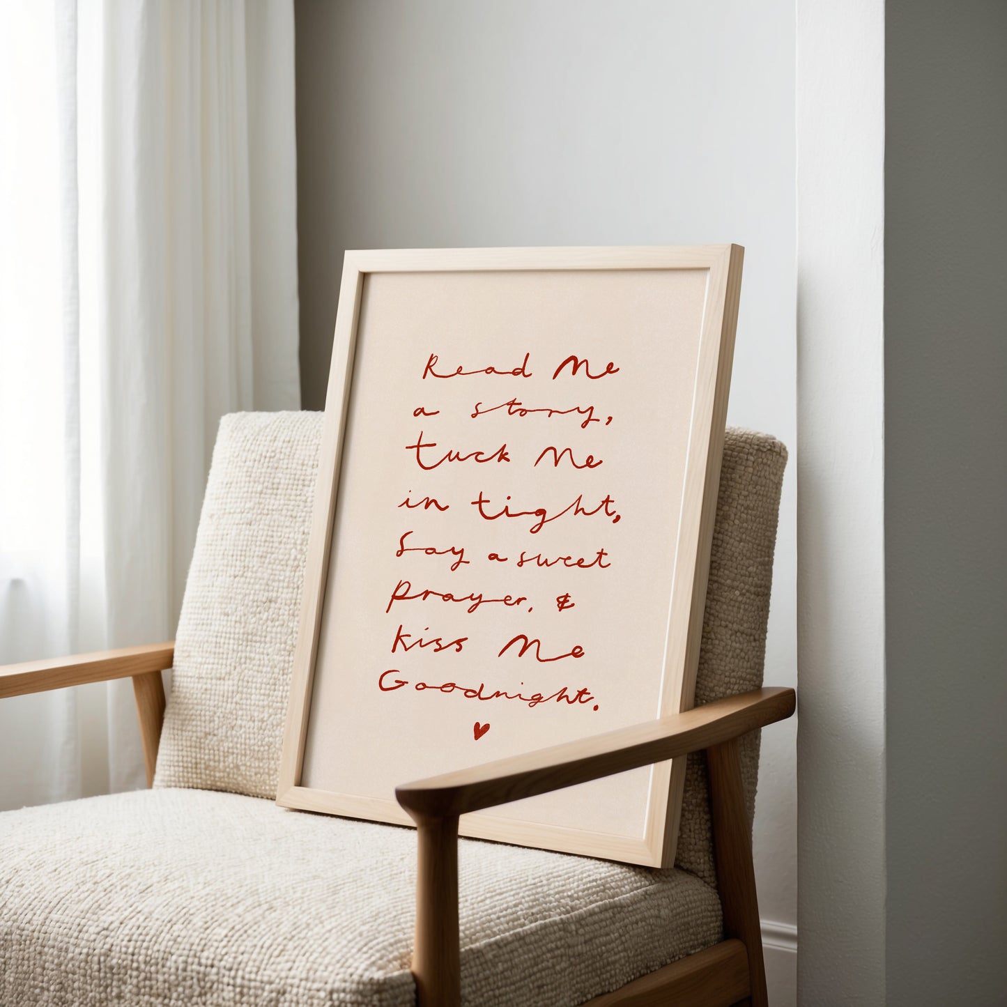 Kiss Me Good Night | Handwritten Nursery Print | UNFRAMED