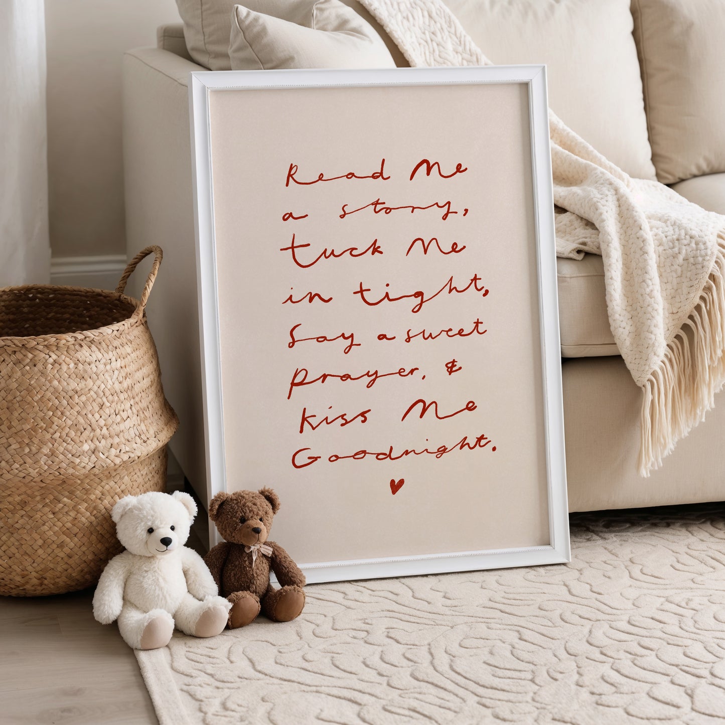 Kiss Me Good Night | Handwritten Nursery Print | UNFRAMED