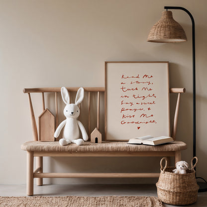 Kiss Me Good Night | Handwritten Nursery Print | UNFRAMED