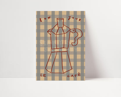 Bonjour Le Cafe | Coffee Print | UNFRAMED