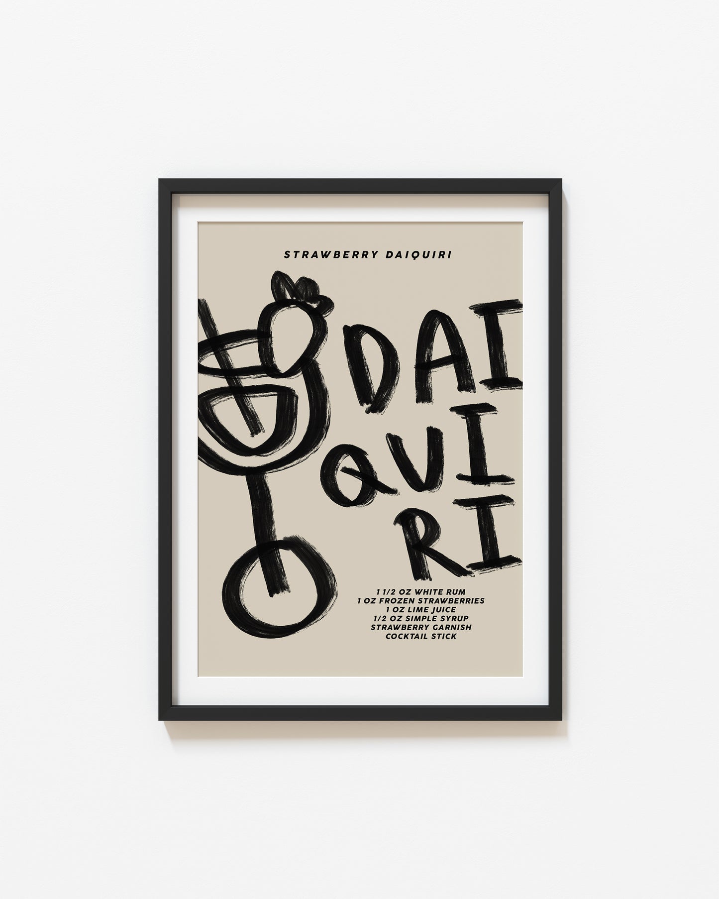 Strawberry Daiquiri | Classic Cocktail Poster | UNFRAMED