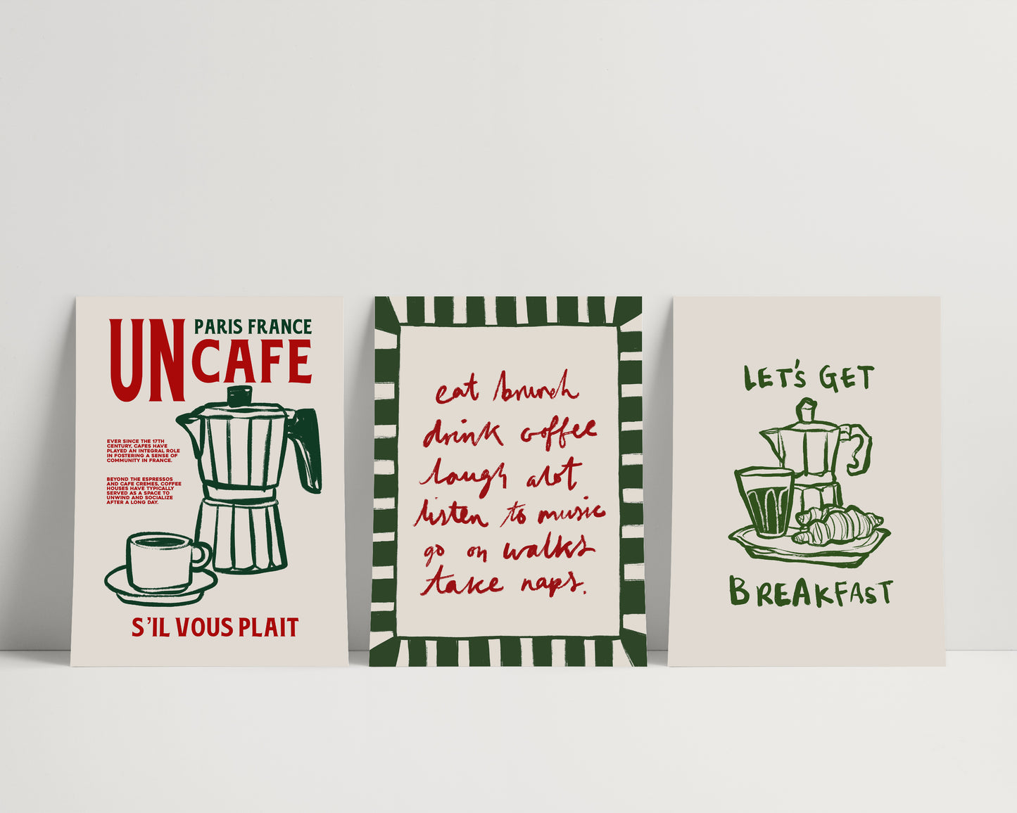 Coffee Cafe | Set of 3 Prints | UNFRAMED