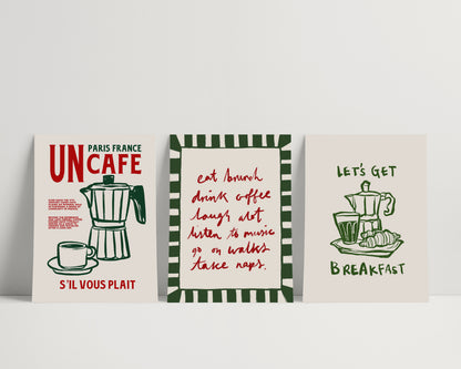 Coffee Cafe | Set of 3 Prints | UNFRAMED